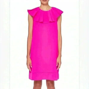 294.TED BAKER Ruffle Neckline Shift hot pink Dress size 1